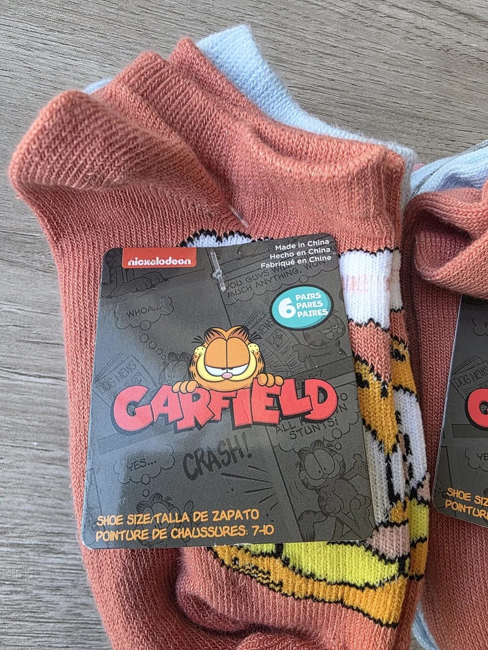 Garfield Girls Socks 2 Pack 12 Pairs Shoe Size 7-10 NWT